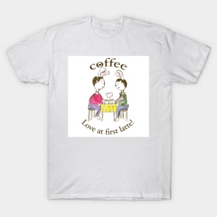 Gay Rabbits. Love At First Latte. T-Shirt